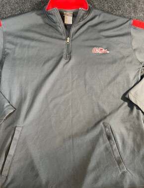 Knights Apparel Ole Miss Rebels Gray Quarter-Zip Pullover Sweatshirt L/G